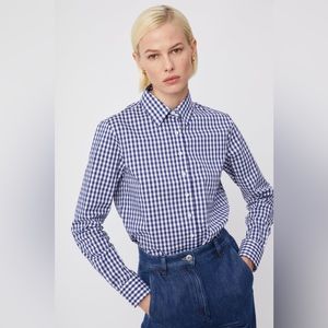 The Shirt Rochelle Behrens  THE ICON SHIRT IN LARGE CHECK Blue White Gingham